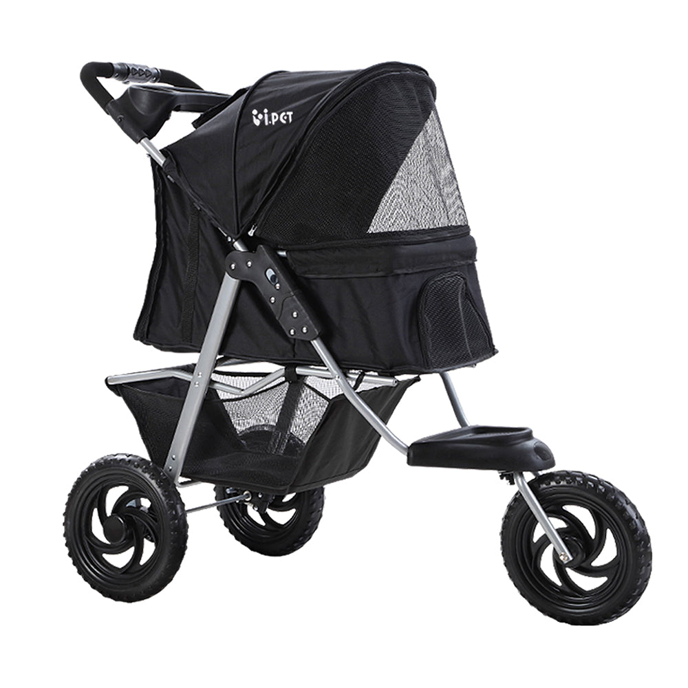 NNEDSZ Pet Stroller Dog Carrier Foldable Pram Large Black-0