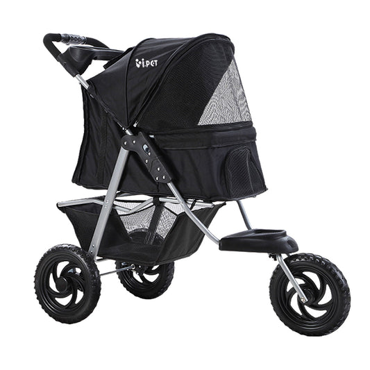 NNEDSZ Pet Stroller Dog Carrier Foldable Pram Large Black-0