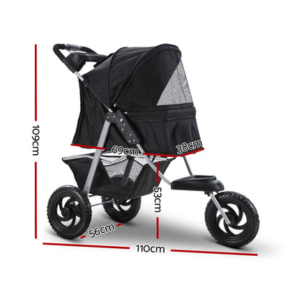 NNEDSZ Pet Stroller Dog Carrier Foldable Pram Large Black-1