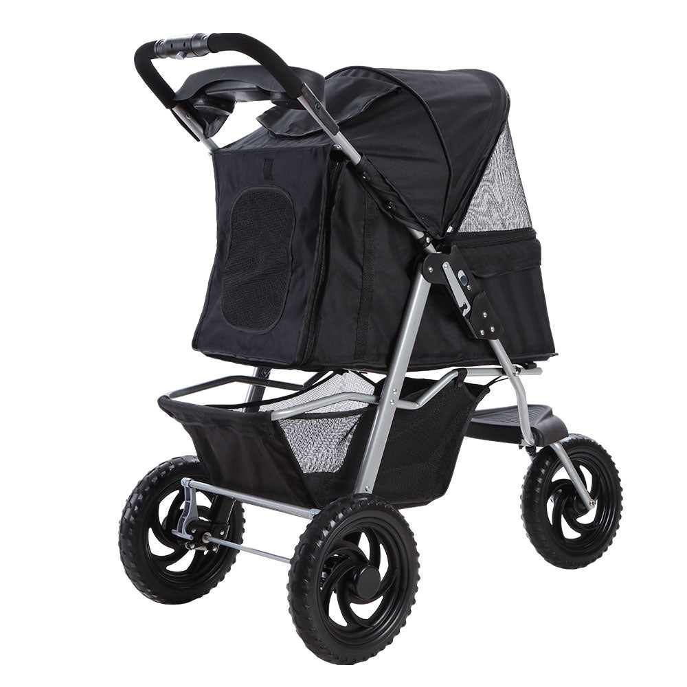 NNEDSZ Pet Stroller Dog Carrier Foldable Pram Large Black-2