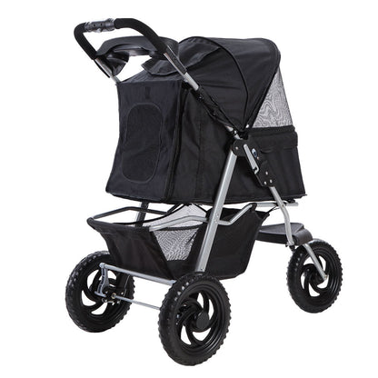 NNEDSZ Pet Stroller Dog Carrier Foldable Pram Large Black-2