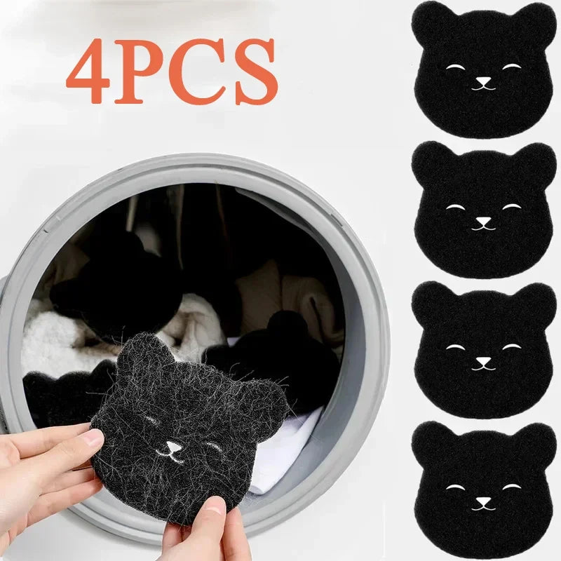 4/8PCS Pet Hair Remover Bear Shape Laundry Ball Washing Machine Lint Catcher Reusable Clothes Sofa Cat Dog Hair Cleaning Sponge-0
